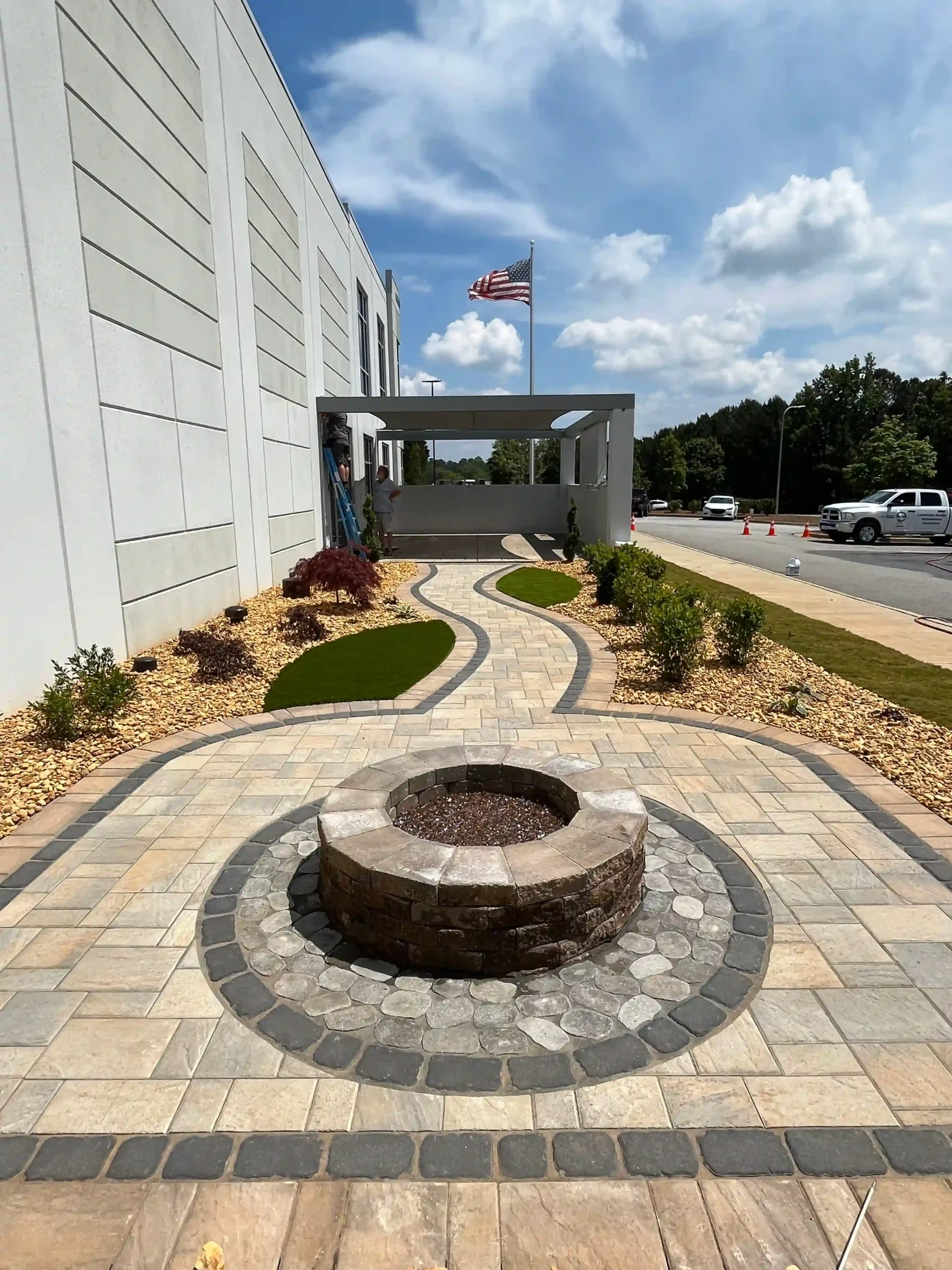 stone patio design backyard